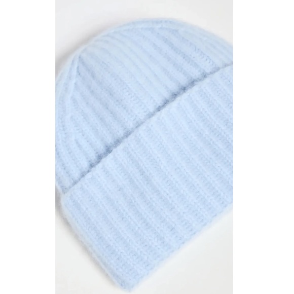 Vince Unisex Boiled 100% Cashmere Chunky Half Cardigan Knit Hat Baby Blue Tide - Picture 4 of 10